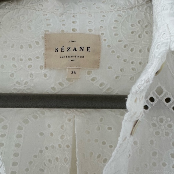 NWOT Sezane Max shirt white cotton broderie size 38/US 6 white - Picture 3 of 7